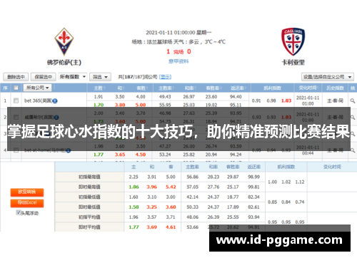 掌握足球心水指数的十大技巧，助你精准预测比赛结果